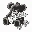 teddy bear with angel wings tattoo design idea
