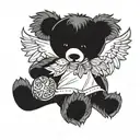teddy bear with angel wings tattoo design idea