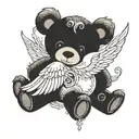 teddy bear with angel wings tattoo design idea