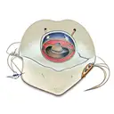 Cowboy hat (frontal) through which a fishing hook and the fishing line tattoo design idea