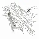 Chamonix skyline with a skier jumping off a cliff tattoo design idea