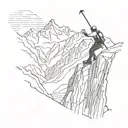 Chamonix skyline with a skier jumping off a cliff tattoo design idea