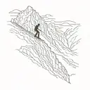 Chamonix skyline with a skier jumping off a cliff tattoo design idea