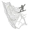 Chamonix skyline with a skier jumping off a cliff tattoo design idea