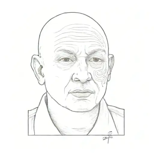 a man with a bald head tattoo design idea