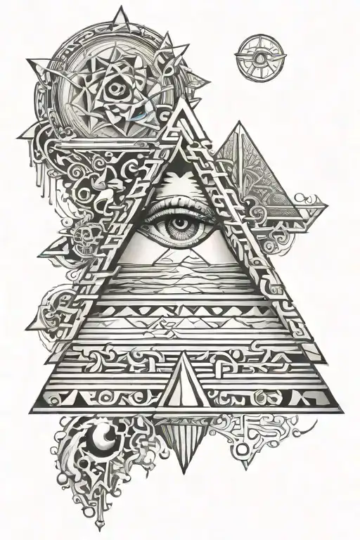 pyramid eye fractal tattoo design idea