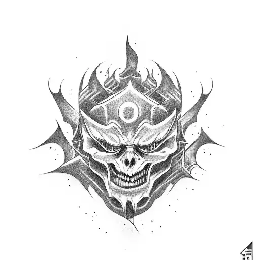 evil face dark  tattoo design idea