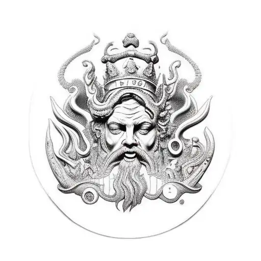 estatua neptuno con escudo atletico de madrid tattoo design idea