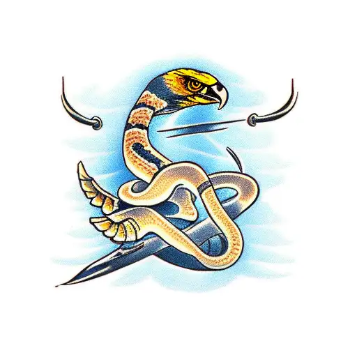 snake eagle  tattoo design idea