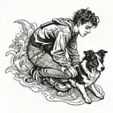A 16-year-old boy with his border collie dog tattoo design idea