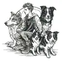 A 16-year-old boy with his border collie dog tattoo design idea