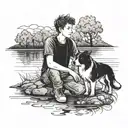 A 16-year-old boy with his border collie dog tattoo design idea
