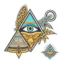 Pyramid, eye of Horus, Sickle and wheat  tattoo design idea
