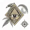 Pyramid, eye of Horus, Sickle and wheat  tattoo design idea