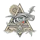 Pyramid, eye of Horus, Sickle and wheat  tattoo design idea