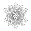 A snowflake and a sun tattoo design idea