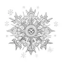 A snowflake and a sun tattoo design idea
