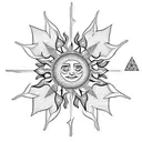 A snowflake and a sun tattoo design idea