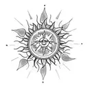 A tambourine with a snowflake and a sun tattoo design idea