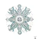 A tambourine with a snowflake and a sun tattoo design idea