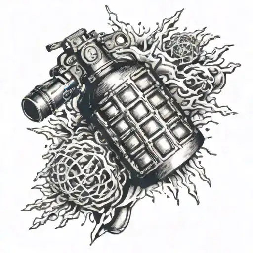 grenade exploding tattoo design idea