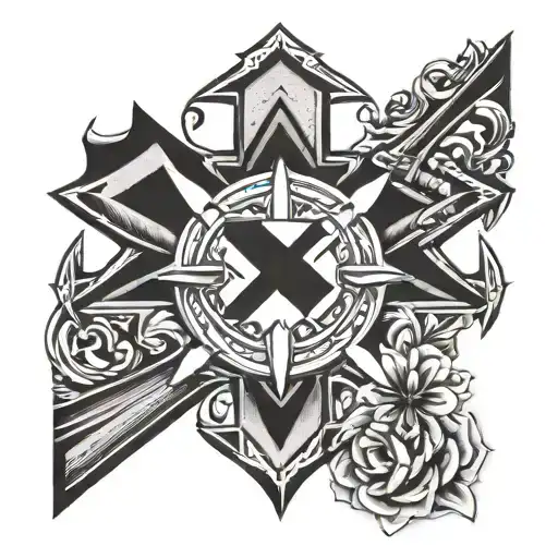 a maltese cross mixed with superman logo tattoo design idea