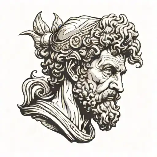 marcus aurelius statue head tattoo design idea
