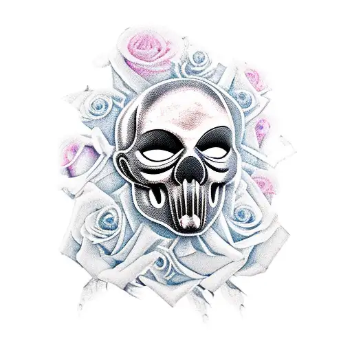 Phantom of the Opera mask with rose tattoo design idea