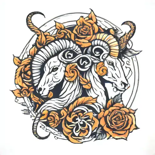 aries mom and pices zodiac signs intertwined tattoo design idea