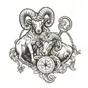 aries intertwined with pices zodiac sign tattoo design idea