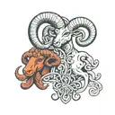 aries intertwined with pices zodiac sign tattoo design idea