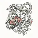 aries intertwined with pices zodiac sign tattoo design idea