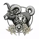 aries and pices zodiac signs tattoo design idea