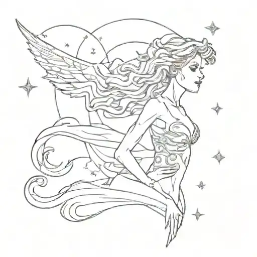 ritual night sky  power women tattoo design idea