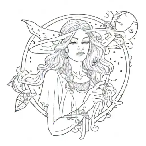 ritual night sky  power coven witch  tattoo design idea