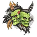 native Frankenstein feathers    tattoo design idea