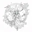 ritual night sky  power coven witch  tattoo design idea