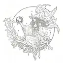 ritual night sky  power coven witch  tattoo design idea