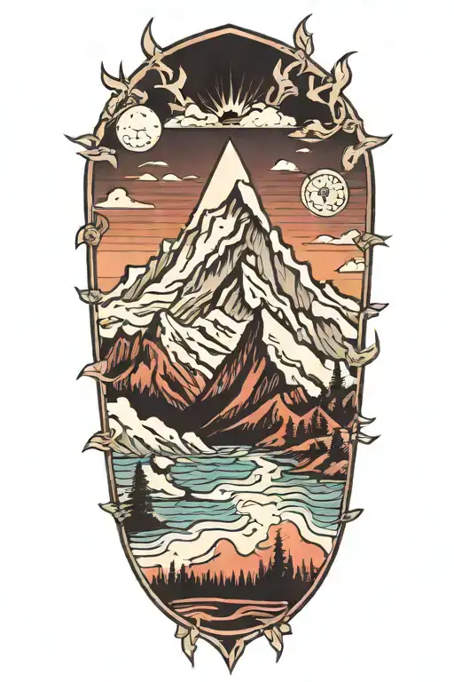June 5th mountain peak tattoo design idea