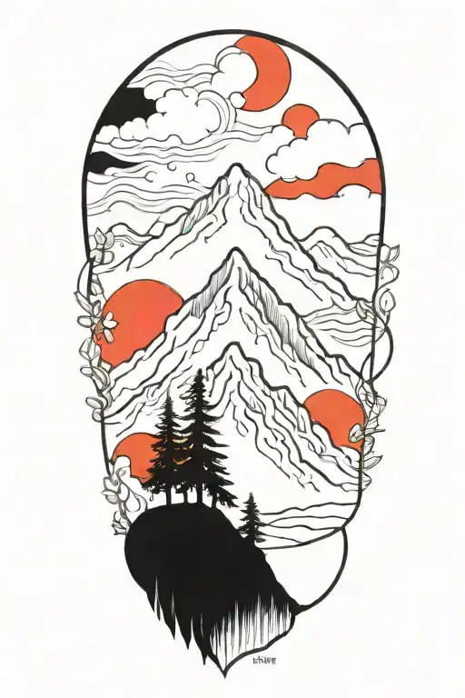 June 5th mountain peak tattoo design idea
