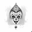 clown female with skull tattoo design idea