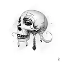 clown female with skull tattoo design idea