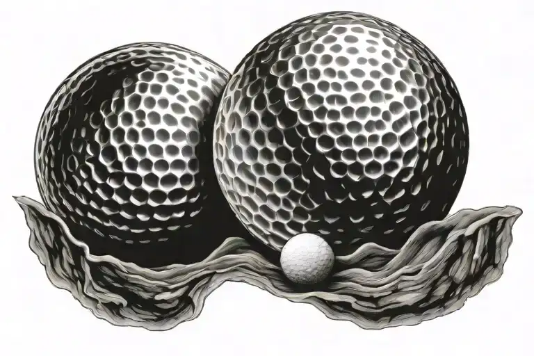golf ball morphing tattoo design idea