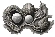 golf ball morphing tattoo design idea