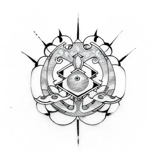 shikon pearl elements with the family symbol in the middle tattoo design idea