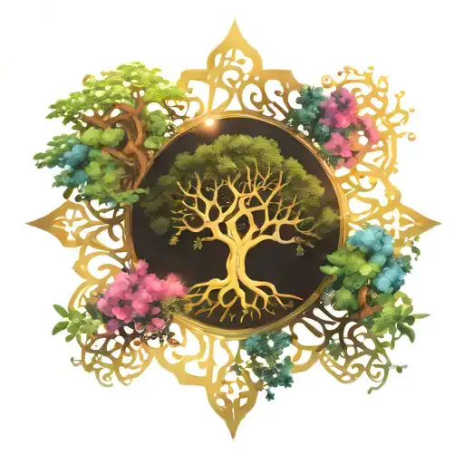 kabbalah tree of life mystical psychedelic digital tattoo design idea