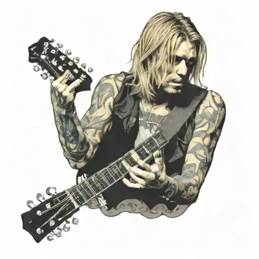 kurt cobain playing the guitar tattoo design idea