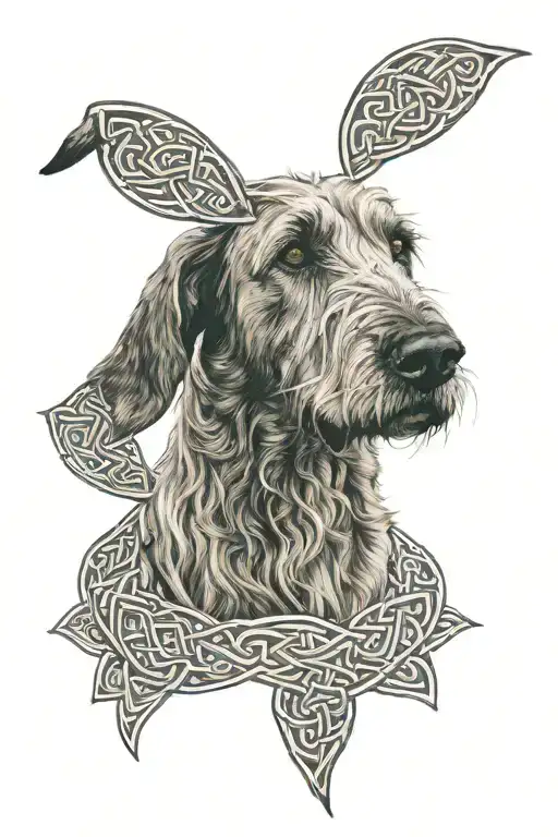 Irish wolfhound dog with Celtic tattoo design idea