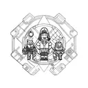 An intricate design of a lighter surrounded by video game characters tattoo design idea