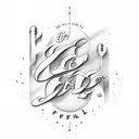 The words "it's called freefall" in a natural, handwritten cursive font, with just a few minimalistic line work sparkles tattoo design idea